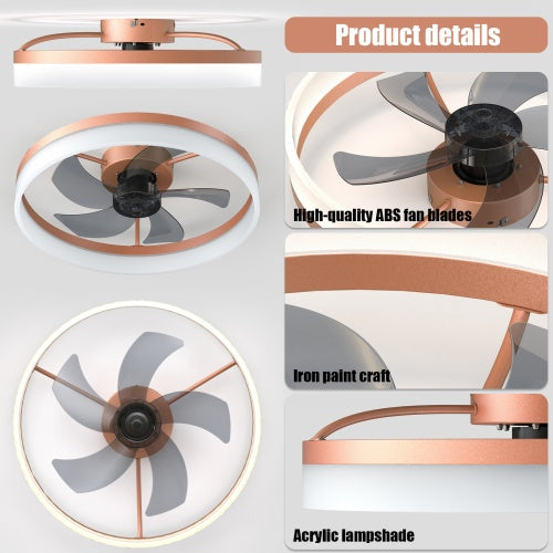 Slim Modern Ceiling Fan with Dimmable LED Light