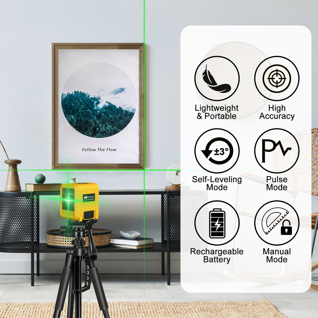 Ultra-Bright Green Laser Level – Self-Leveling & Portable
