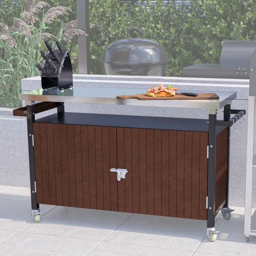 Outdoor Grill Cart with Stainless Steel Tabletop