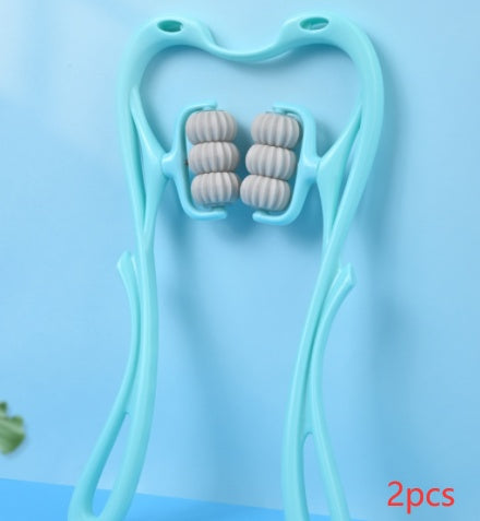 6-Roller Cervical Neck Massager with Natural Jade Scraping Tool
