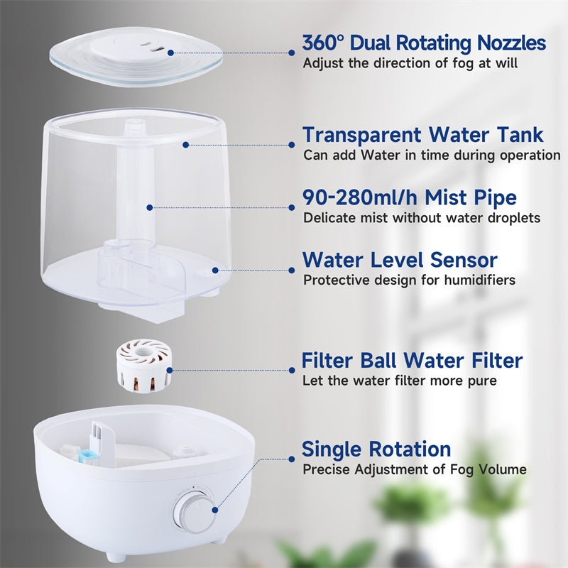Low Water Level Protection BPA-Free 4L Mechanical Humidifier