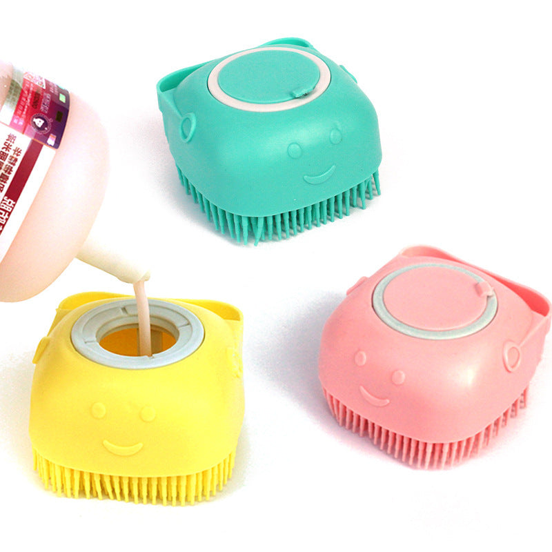 Silicone Pet Bath & Massage Brush with Shampoo Dispenser